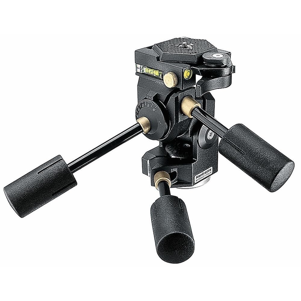 Manfrotto Cabeza de Trípode 3D Super Pro de 3 Vías con Liberación Rápida, Cabezal de Bola Fluido, Estabilizador de Cámara, Accesorios de Fotografía para la Creación de Contenido