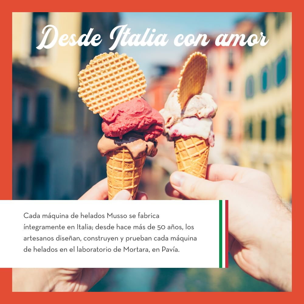 Musso Mini Lussino 4080 Máquina de Helados Casera - 0,75 l de Helado en 30 Minutos - Heladora Italiana para Casa | Heladera para Hacer Helado, Gelato, Sorbete, Granizado | Robusta y Fácil de Usar