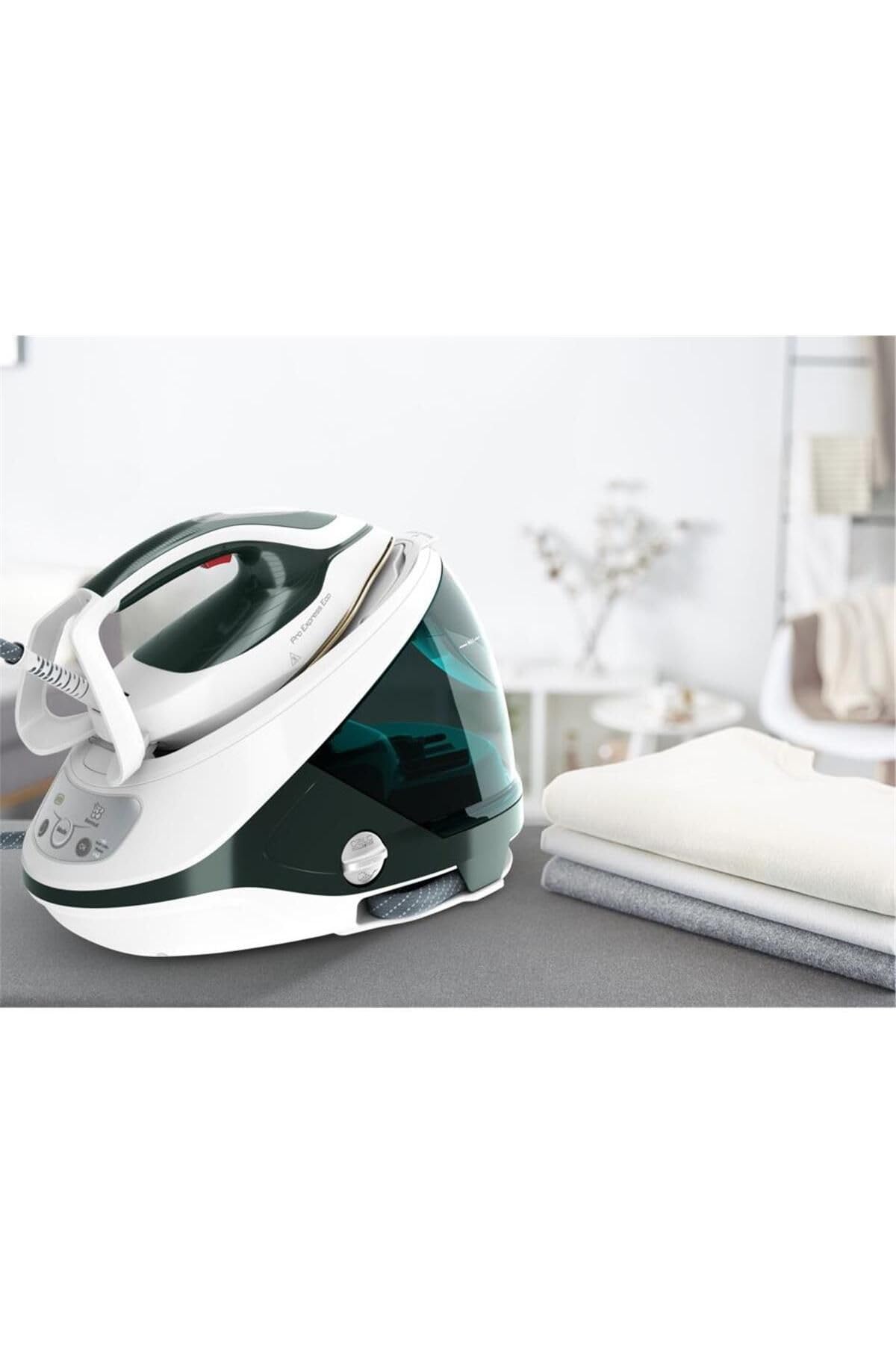 Tefal Pro Express Eco GV9E21E0 - Plancha de vapor (2200 W, presión de 7,5 bar, 560 g/min, vapor continuo, 140 g/min, modo ecológico, colector de cal, tecnología Smart Temp), color verde bosque
