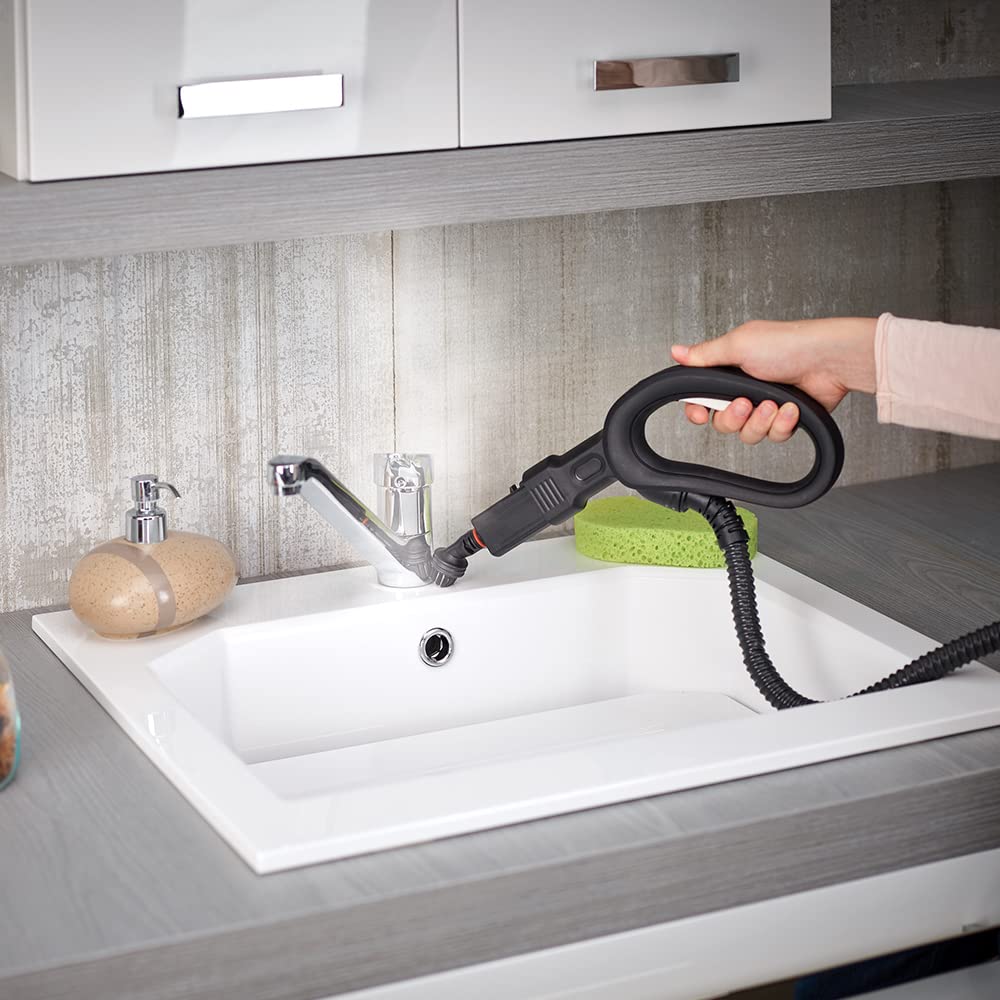 Polti Vaporetto Smart 100 T, Limpiador a Vapor con Caldera de Alta Presión de 4 Bares, Potencia Máxima 1500 W, Autonomía Ilimitada y Recarga Continua, 9 Accesorios Incluidos, Blanco y Turquesa