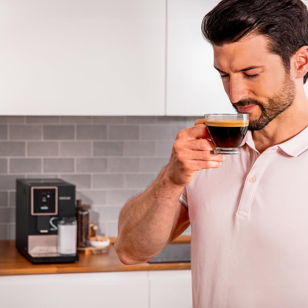Cecotec Cafetera Superautomática Compacta con Wifi Cremmaet Compactccino Connected Black Rose. 1350W, 19 Bares, Pantalla TFT y APP, Molinillo, Tanque de Leche 400ml y 1L de Agua