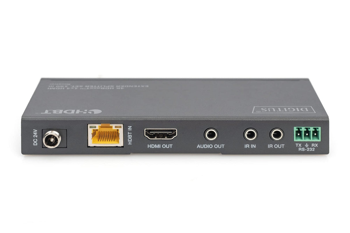 DIGITUS DS-55510 HDMI Extensor/Divisor HDMI 1:4 (HDBaseT) - UHD 4K/60 Hz - 120 m a través de cable LAN (HDBaseT 100 m) - Set: Transmisor y Receptor - Loop-Out, IR Infrarrojos, Audio, EDID, RS232