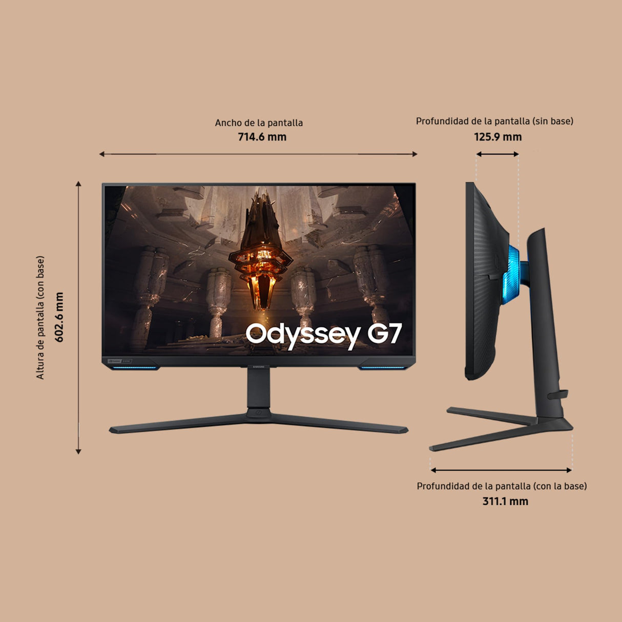 SAMSUNG LS32BG700EUXEN Monitor Odyssey G7 de 32'' (3840x2160, 144 Hz, 1 ms, DisplayHDR 400, Freesync Premium Pro, G-Sync, Negro