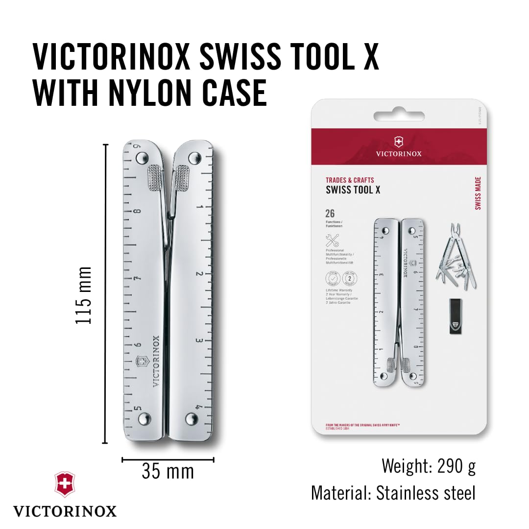 Victorinox Swiss Tool, Multiherramienta de Bolsillo Suiza, Multifunción, 26 Funciones, Alicate multiuso de punta fina, Bloqueable