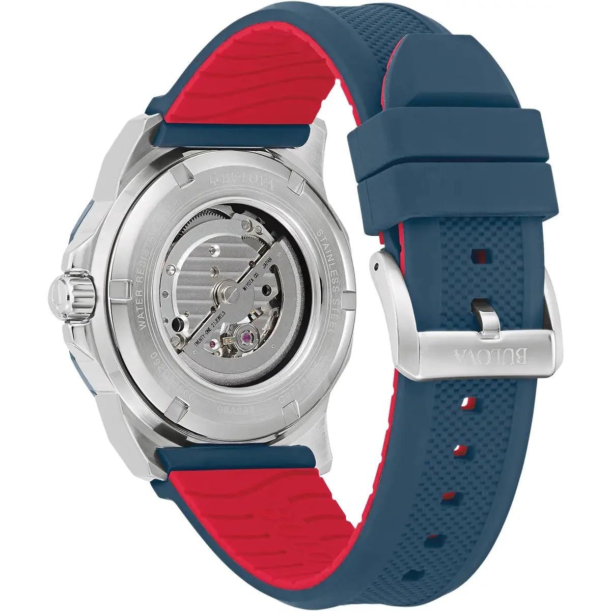 Bulova Reloj Analógico para Hombres de Mecánico de Cuerda Manual con Correa en Caucho 98A282