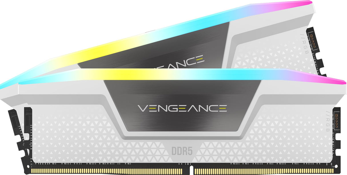 CORSAIR Vengeance RGB DDR5 RAM 32GB (2x16GB) 6400MHz CL32-40-40-84 1.40V AMD Expo Intel XMP 3.0 Memoria de Ordenador de Sobremesa – Blanco (CMH32GX5M2B6400Z32W)