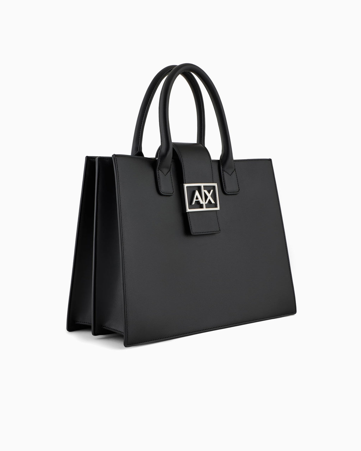 Armani Exchange Jodie, Sustainable, Logo Plate Closure, Medium Tote Mujeres, Negro, Talla única