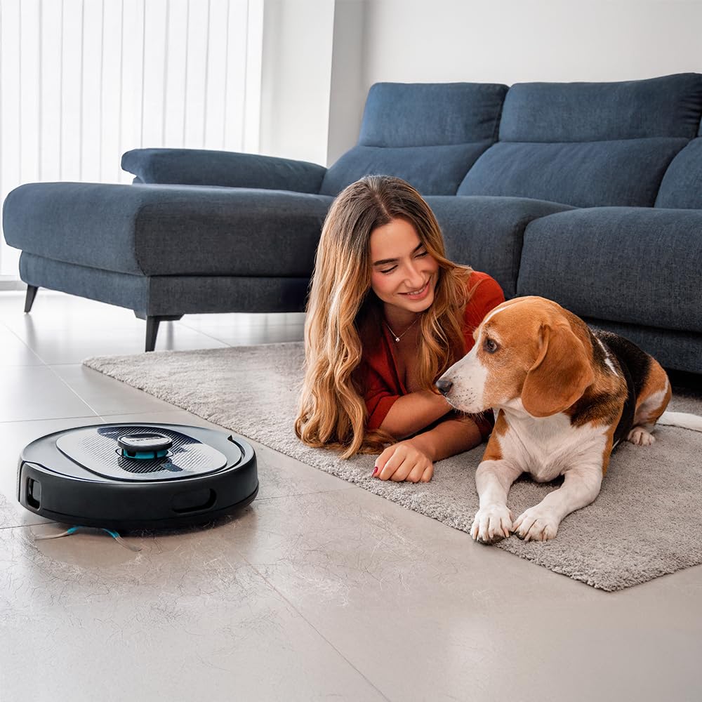 Cecotec Robot Aspirador Base Autovaciado Conga 9590 Spin Revolution Ultra Power Home. Navegación Láser, 10000Pa, App, Autonomía 240min, Mopas Giratorias. Cepillo de Silicona Mascotas