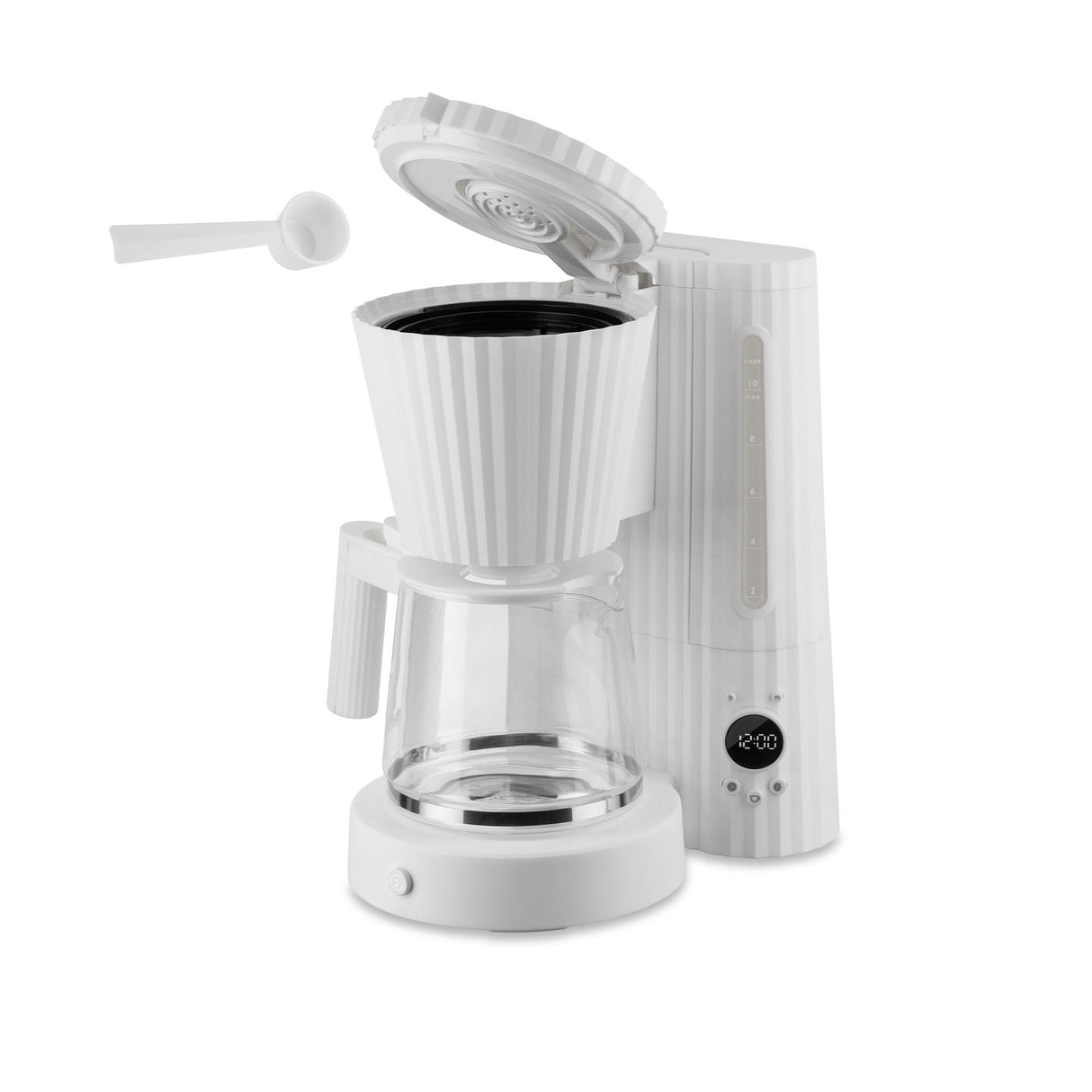Alessi Plissé MDL14 W - Máquina para Café Filtrado de Diseño, Función Automática de Arranqueen, en Resina Termoplástica, Enchufe Europeo, 1100 W, 150 cl, Blanco