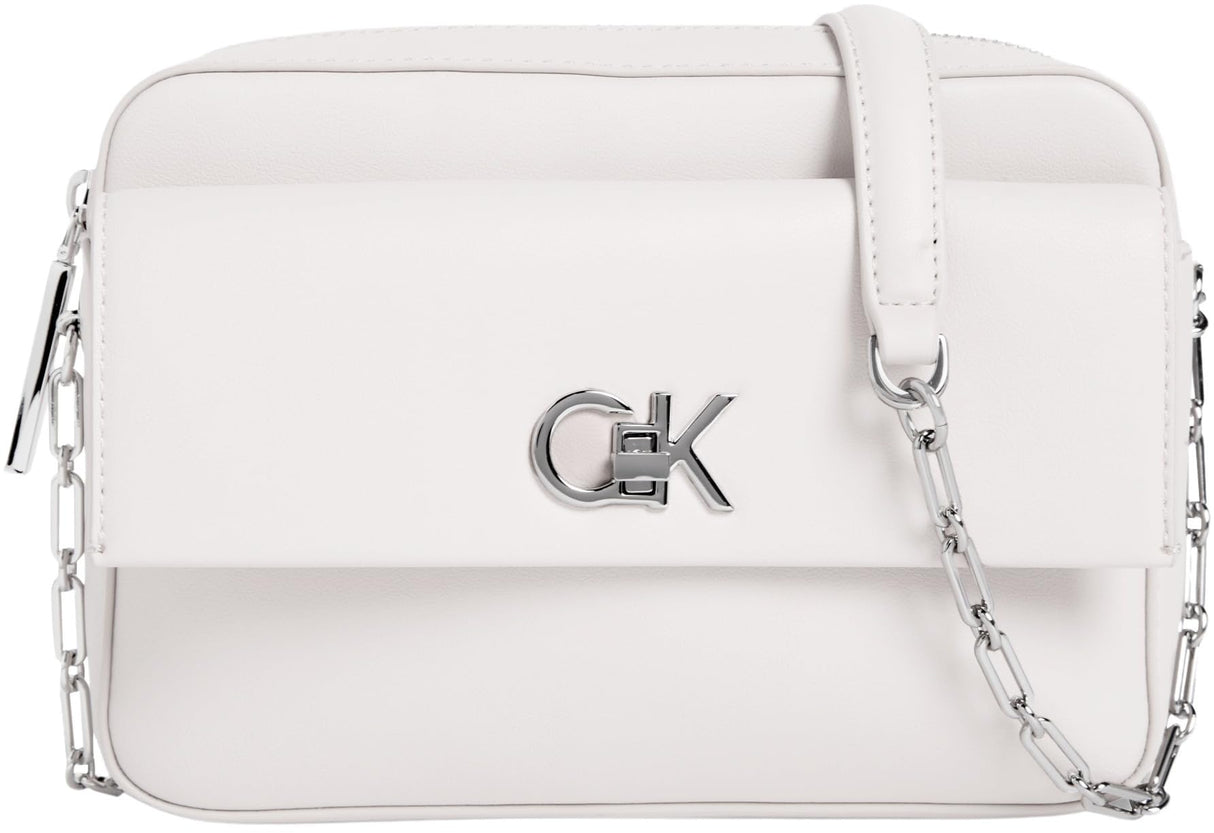 Calvin Klein Bolso bandolera Mujer Re-Lock Pocket con cierre giratorio, Blanco (Lily White), Talla Única