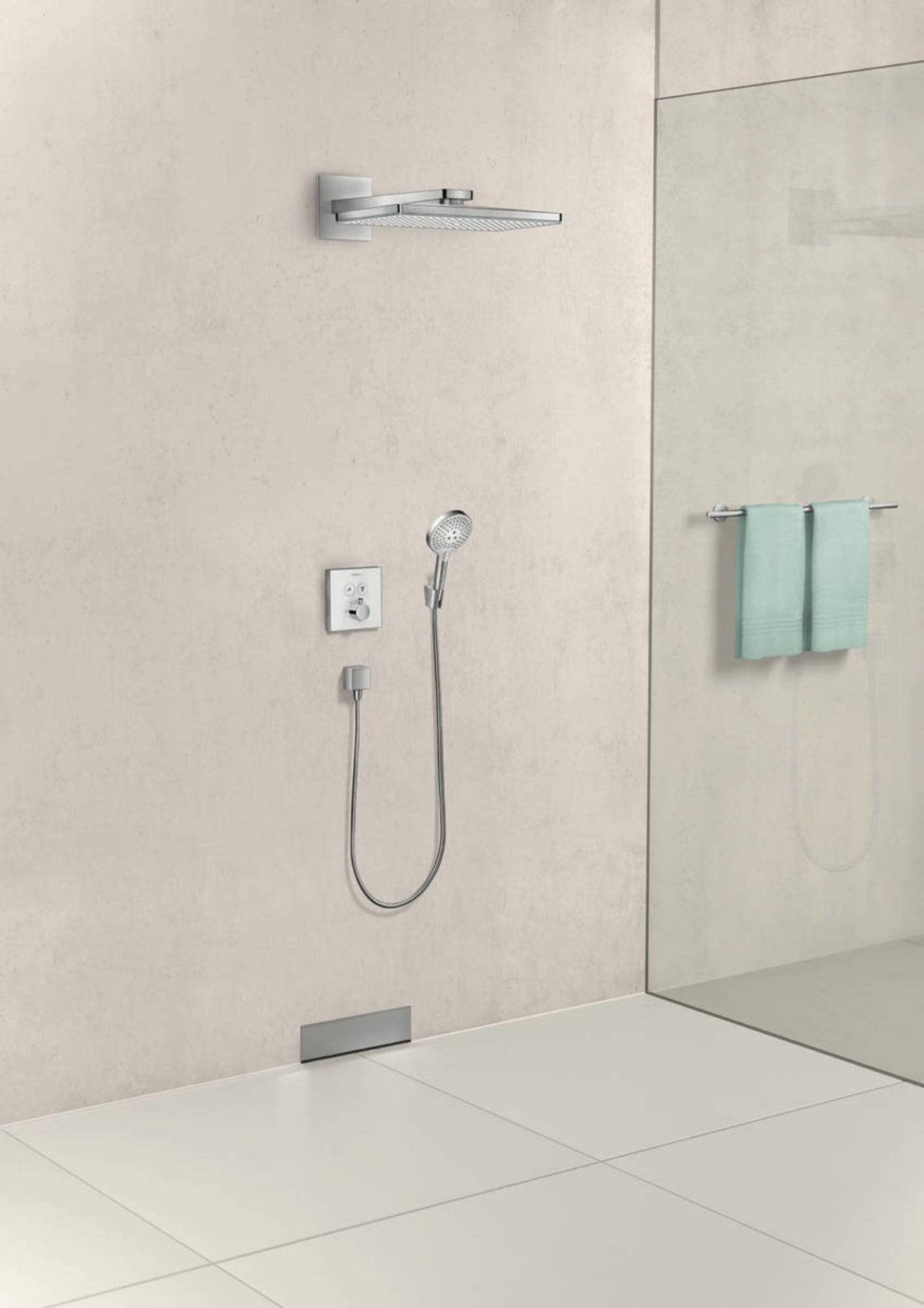 Hansgrohe 15738400 ShowerSelect Glass, termostato empotrado, blanco/cromo, 2 salidas