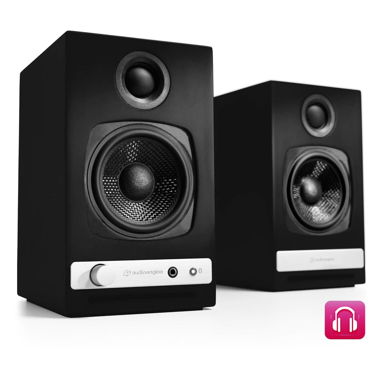 Audioengine A2 HD 60W Enceintes de Bureau alimentées Sans Fil | DAC 24 bits USB et amplificateur analogique intégrés | aptX HD Bluetooth, entrées USB, RCA et 3, 5 mm | Cbles Inclus (Noir)
