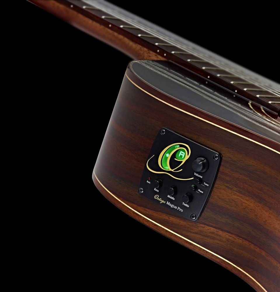 Ortega RCE145LBK - Guitarra electroacústica, abeto y caoba, para zurdos color negro, completo
