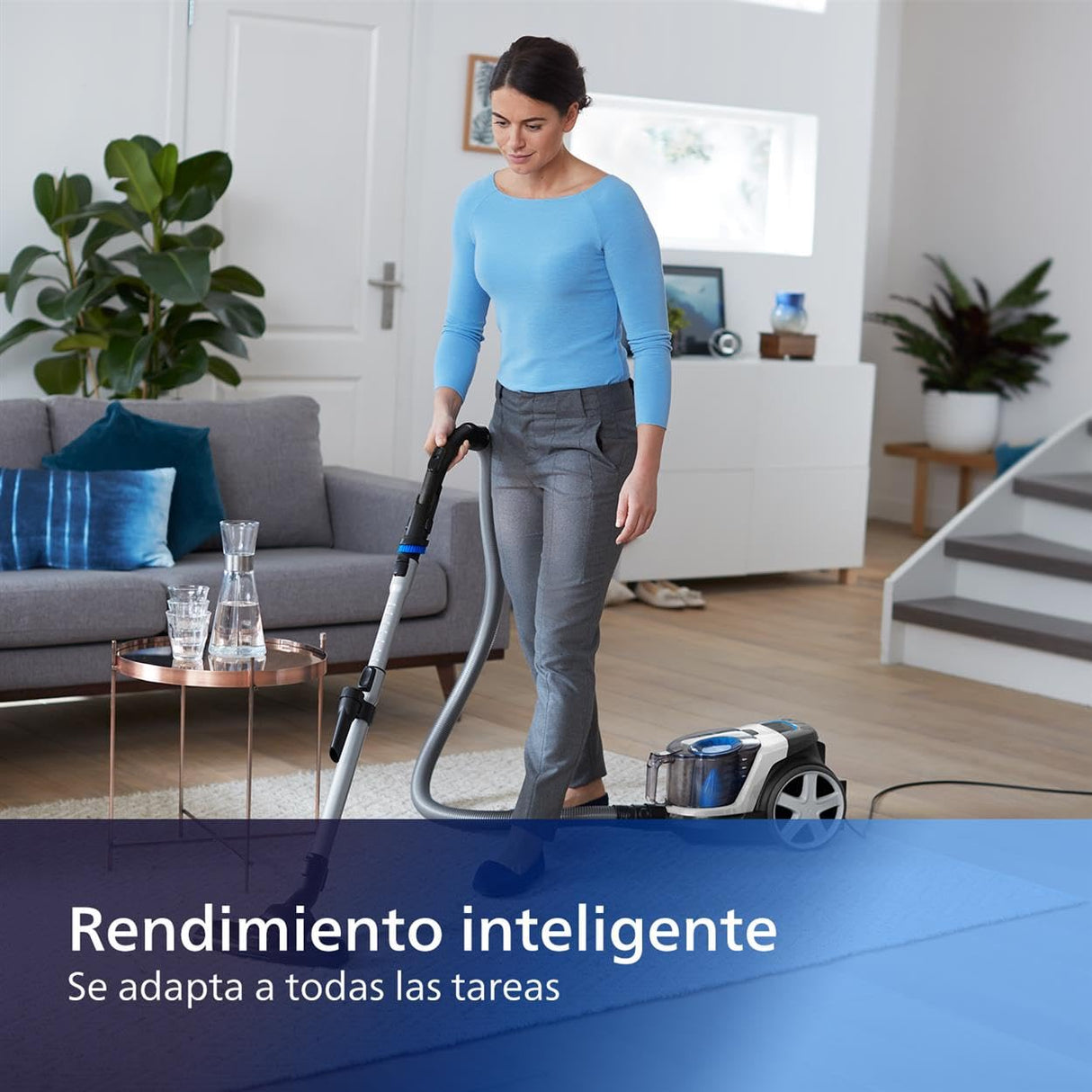 Philips PowerPro Compact Serie 3000 Aspirador de Mano sin Bolsa - 900 W, con Depósito, Filtro HEPA y Boquilla TriActive (FC9332/09)