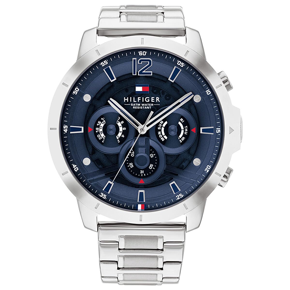 Tommy Hilfiger Reloj Analógico de Cuarzo Multifunción para Hombre con Correa de Acero Inoxidable Plateada - 1710492