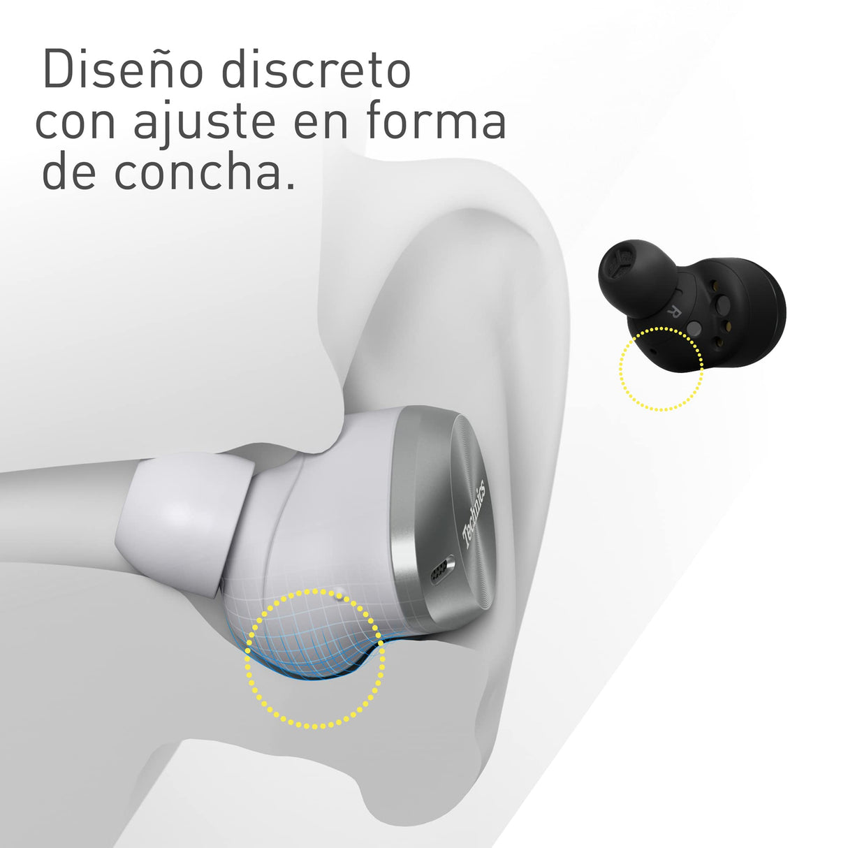 Technics EAH-AZ80E-K Auriculares Inalámbricos con Cancelación De Ruido, Bluetooth Multipunto 3 Dispositivos, Cómodos Intraurales, Carga Inalambrica, Negro