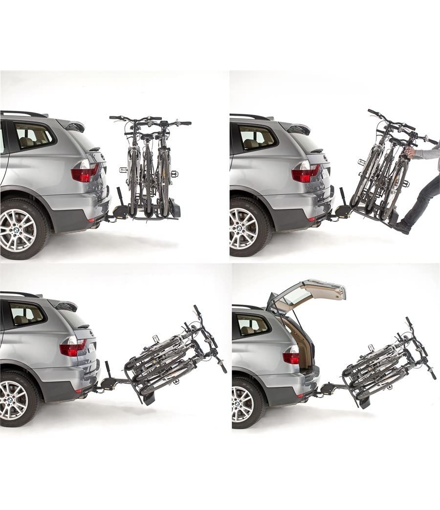 Mottez A021P3RA - Plataforma portabicicletas con Enganche para 3 Bicicletas (Platinium)