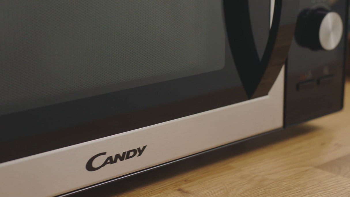 Candy Essenza CMCA29EDLB Horno Microondas Combinado, con Grill, 29L, 1000-2100W, Convección, 5 Niveles de Potencia, Digital, Automenús, Bloqueo Seguridad, Inicio Diferido, Descongelación, Negro e Inox