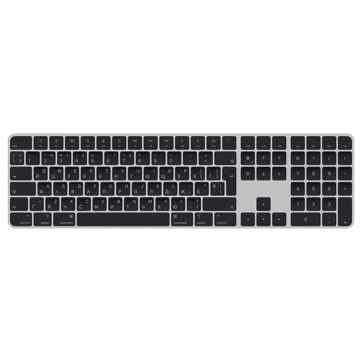 Apple Teclado Magic Keyboard con Touch ID y Teclado numérico: Recargable, con conexión Bluetooth y Compatible con Ordenadores Mac con Chip de Apple; Ucraniano, Teclas Blancas