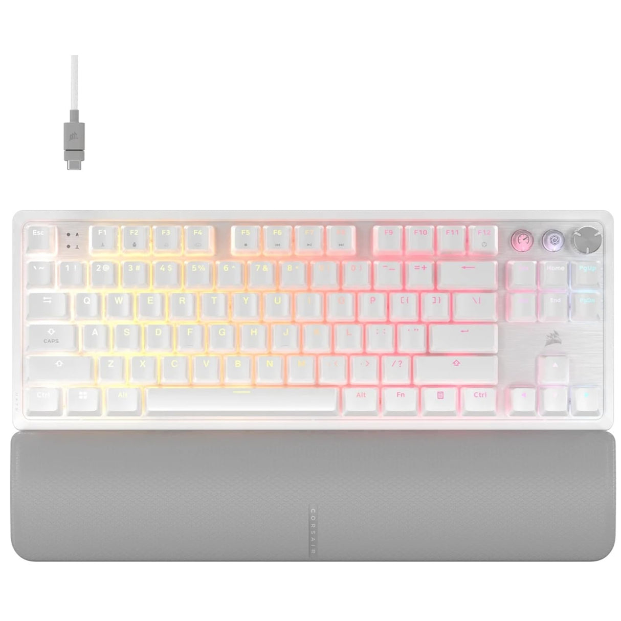Corsair K70 Pro TKL RGB Magnético-Mecánico con Cable Teclado para Juegos: lubricado con interruptores Ajustables MGX Hyperdrive, SOCD y Disparador rápido, ABS Doble Disparo, 8000 Hz, QWERTY NA