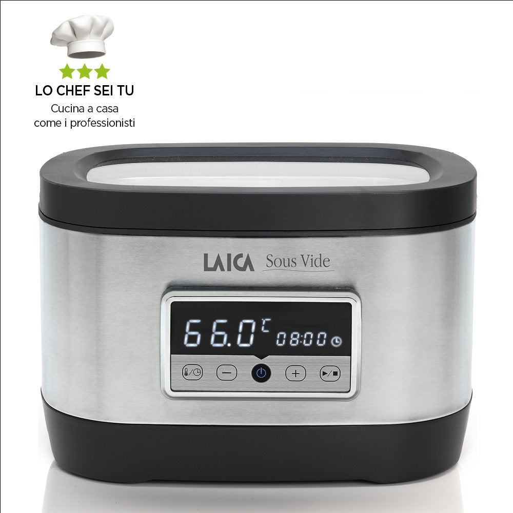 Horno de agua para la cocción Sous Vide (a baja temperatiura) Laica SVC200 en acero inoxidable, incluye rejilla y bolsas de vacío.