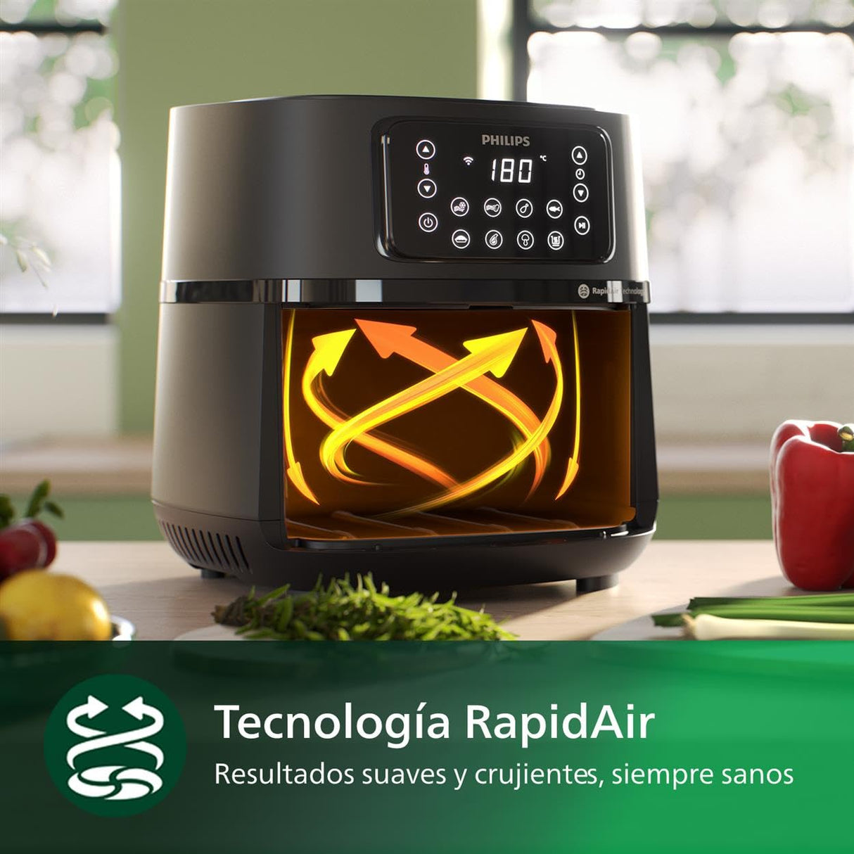 Philips Airfryer Serie 5000 XXL, WIFI, 7.2L (1.4Kg), Freidora De Aire con función 16 en 1, 90% Menos de grasa, Tecnología Rapid Air, Pantalla Digital, 8 preajustes, NutriU App con Recetas (HD9285/90)