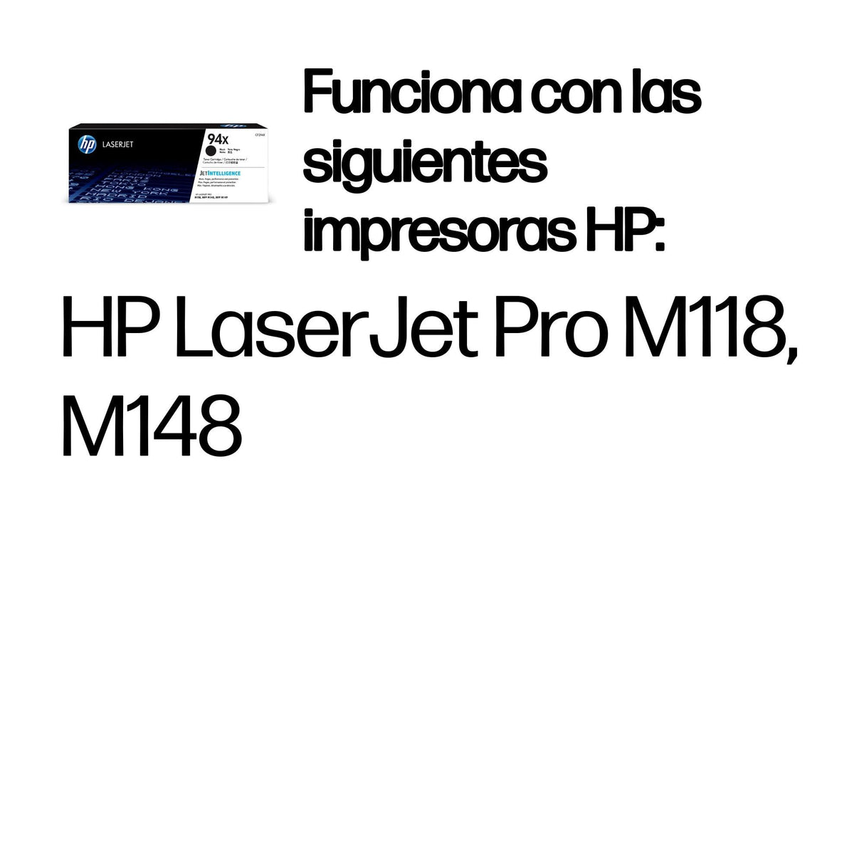 HP 94X CF294X, Negro, Cartucho Tóner de Alta Capacidad Original, de 2.800 páginas, para impresoras HP LaserJet Pro MFP M148dw, MFP M148fdw y MFP M118dw