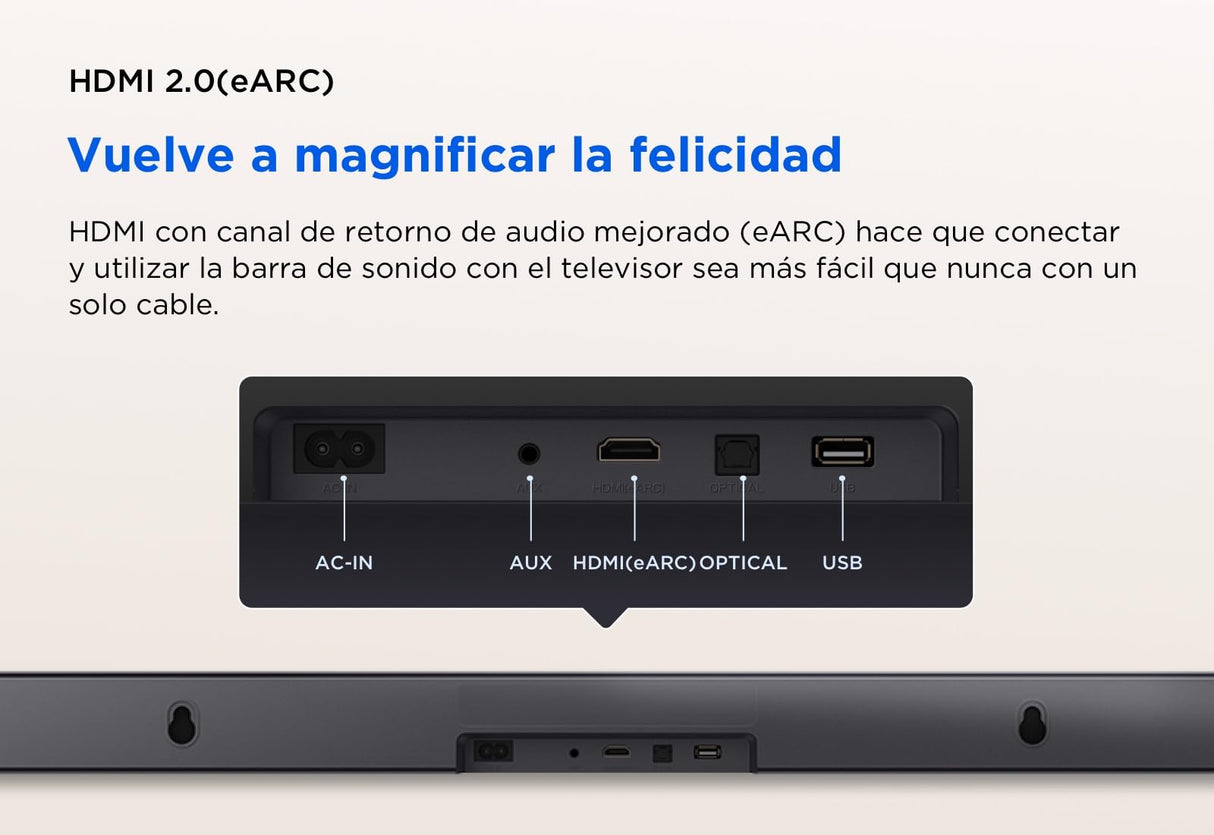 Barra de Sonido TCL S45HE 2.0 Canales para TV, 100 vatios, Cine en casa, expansión de Sonido, Dolby Atmos, DTS Virtual:X, Mando a Distancia único, Bluetooth 5.2, HDMI eArc, USB