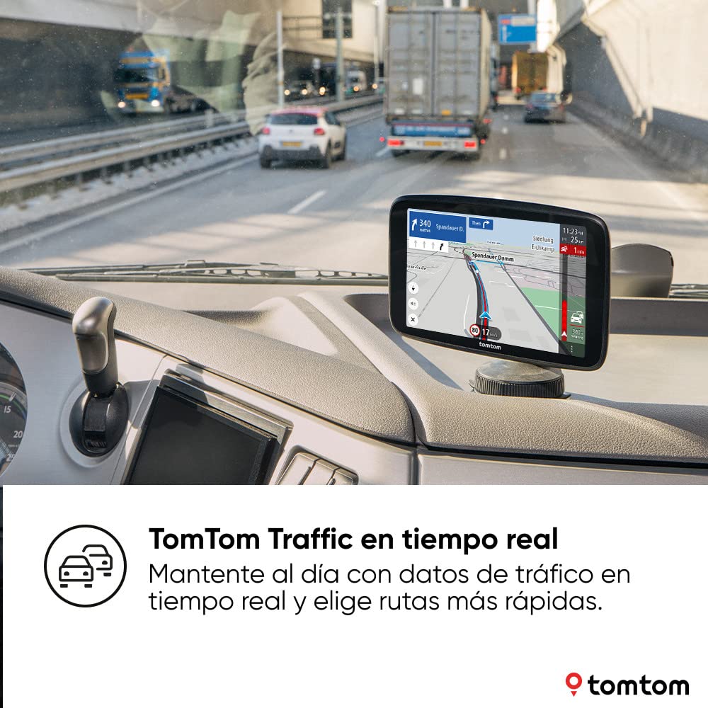 TomTom GPS para camión GO Expert Plus Premium Pack (Pantalla HD 7", rutas vehículos Grandes/PDI, TomTom Traffic, mapas del Mundo, avisos de restricciones, señales visuales, USB-C)