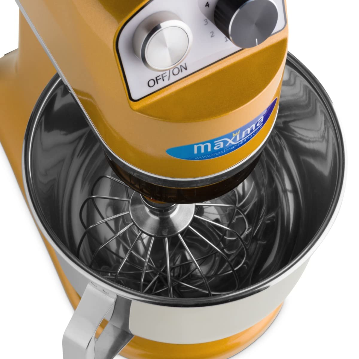 Mezclador planetario 7 L hasta 2 Kg de masa dorado/amarillo - Tazón de acero inoxidable - 11 velocidades - Procesador de cocina - Batidora de pie - Robot de cocina - 7 litros