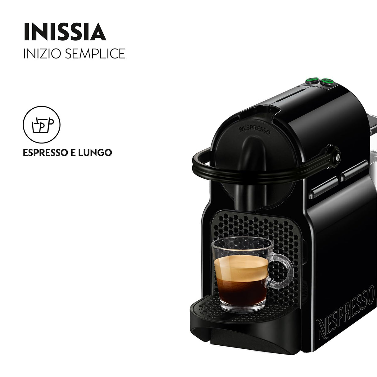 Nespresso DeLonghi Inissia Milk EN 80BAE-Cafetera de cápsulas, 19 bares, compacta, apagado automático, color Black