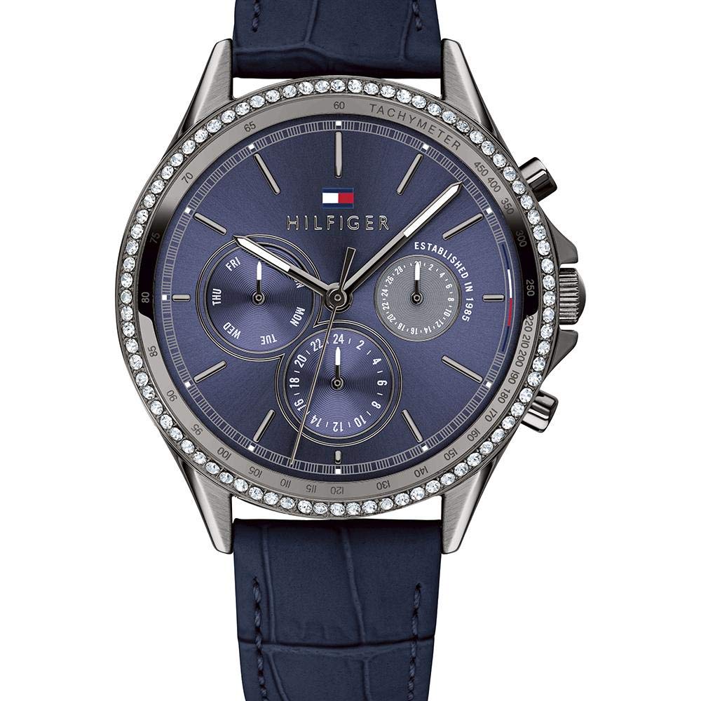 Tommy Hilfiger Reloj Analógico de Cuarzo multifunción para Mujer con Correa en Piel Azul - 1781979