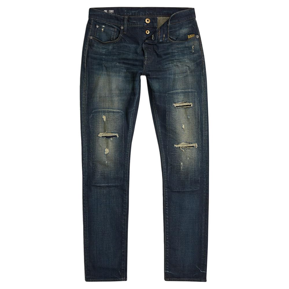 G-STAR 3301 Slim Jeans Vaqueros, Azul (Antique Foundry Repaired 51001-d594-h102), 32W / 32L Hombre