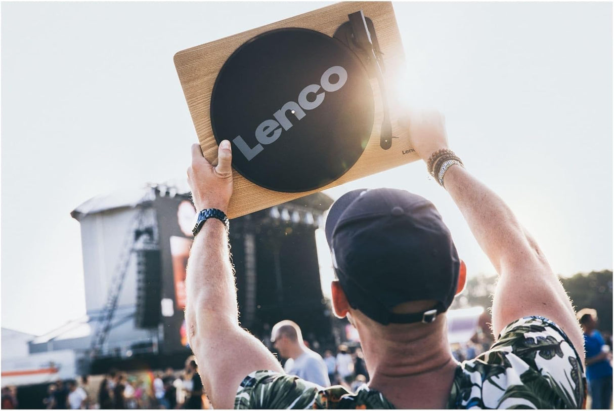 Lenco LS-50 Giradiscos de vinilo con caja de madera y altavoz, USB, conversión de vinilo a digital, cubierta protectora, transmisión por correa, 2 x Stylus (aguja)