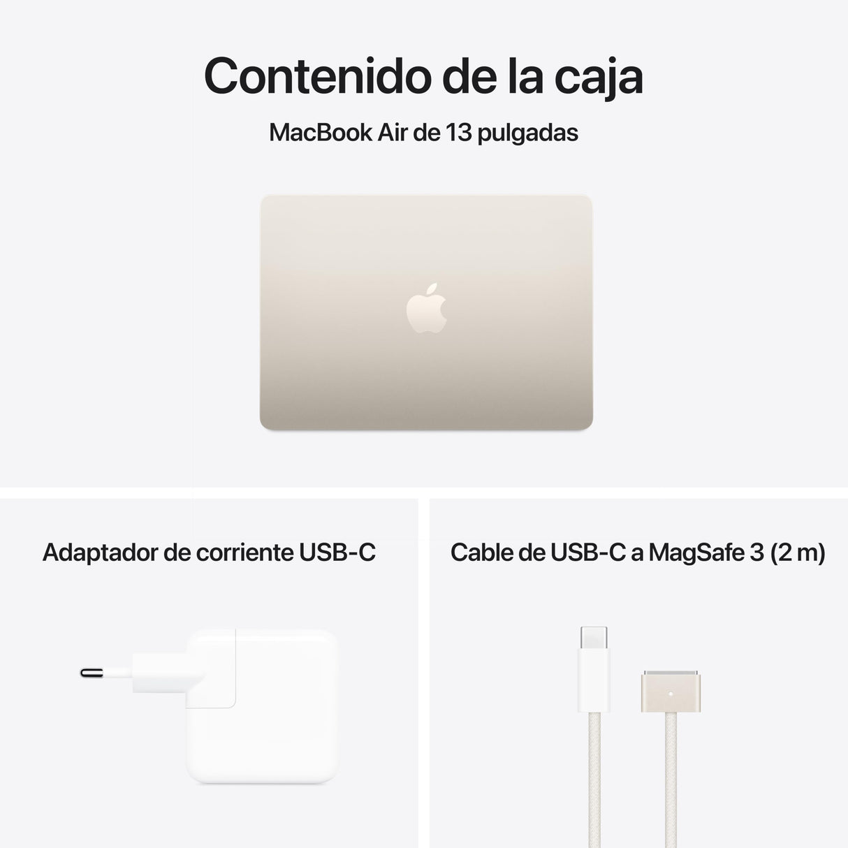 Apple 2025 MacBook Air de 13 pulgadas con chip M4: diseñado para Apple Intelligence, pantalla Liquid Retina de 13,6 pulgadas, 16 GB de memoria unificada, 512 GB SSD, teclado portugués; Blanco estrella