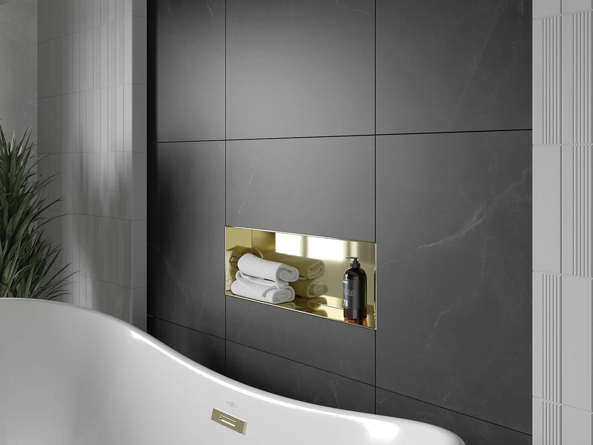 Mexen Estante Empotrado sin Collar 60x20 cm de Acero Inoxidable X-Wall-NR - Oro - 1951602010