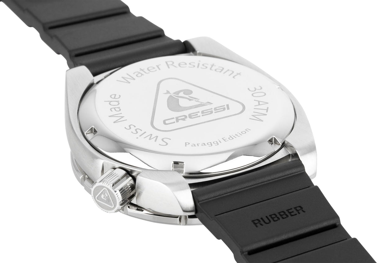 CRESSI Sea Lion Watch Plata/Verde 300m - Reloj de Buceo Profesional Unisex, Paraggi Edición 100% Swiss Made, Estanco hasta 300 Metros
