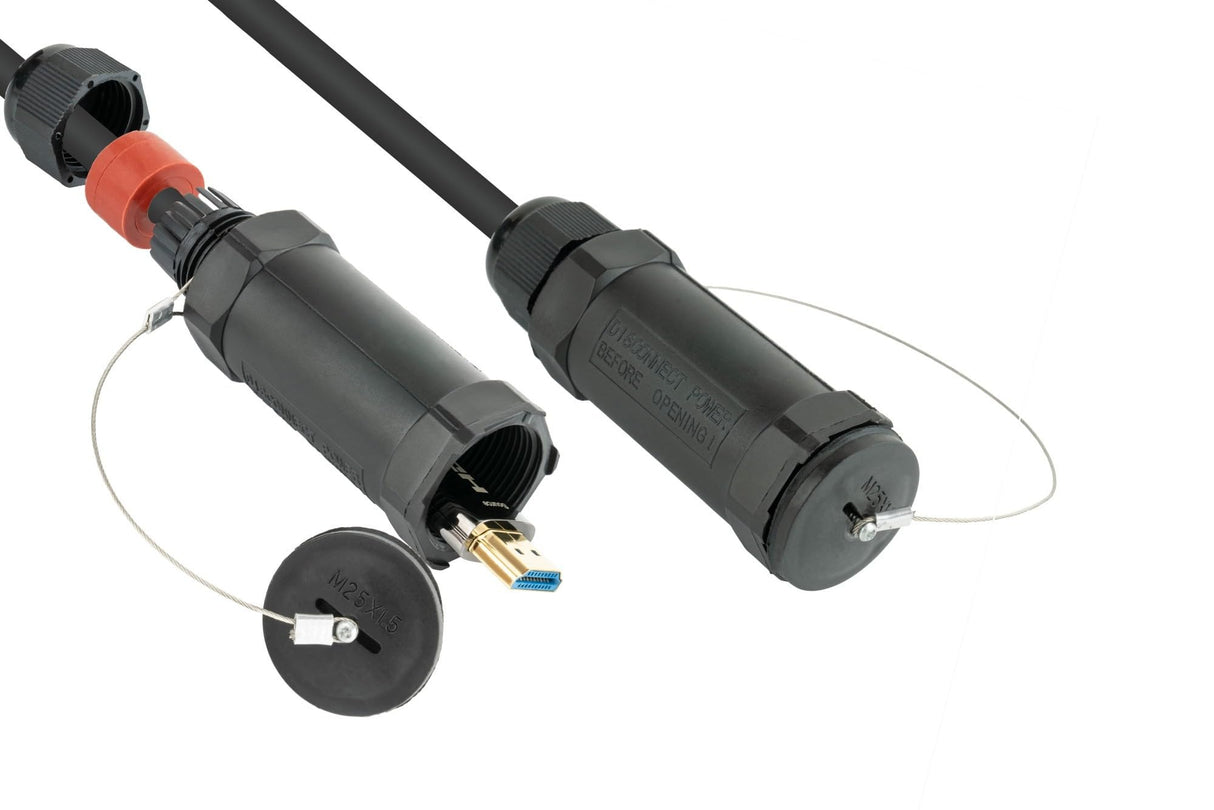 Python AOC Hybrid - Cable HDMI 2.0b de alta velocidad (20 m, conductor de cobre+fibra de vidrio, fibra de acero, fibra Kevlar, protección contra roedores, resistente a pisadas, 4 K@60 Hz, 18 GBit/s)