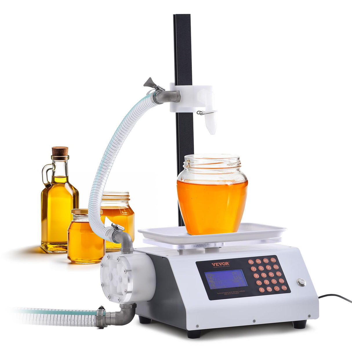 VEVOR Máquina Automática de Llenado de Líquidos Capacidad de Pesaje 50-5000 g Llenadora de Botellas Bomba Peristáltica de Control Digital para Leche, Agua, Vino, Bebidas, Salsa de Soja, Boquilla Única