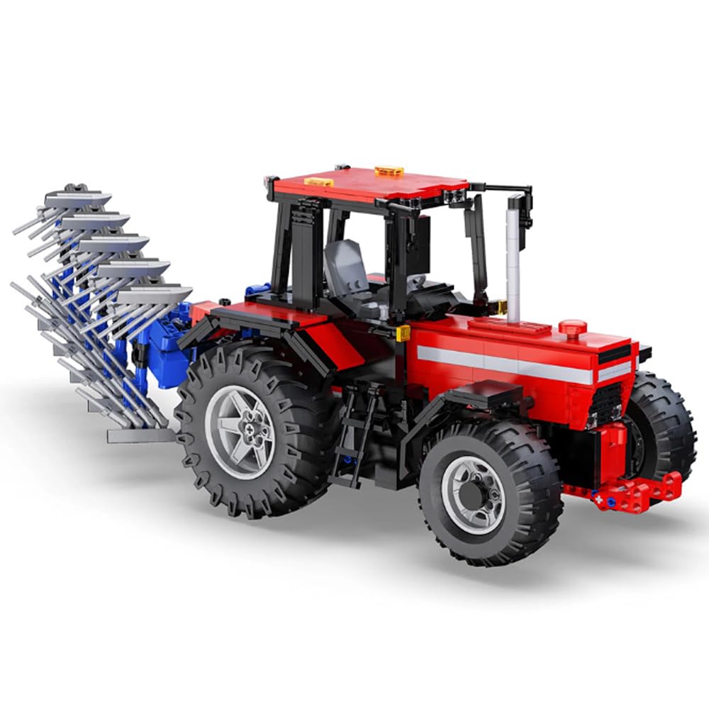 Cada Master - Tractor con apero - De Color Rojo- Set de construcción Premium - con R/C y Control por App - 1675 Piezas - 8+ - (DeQube 927DE61052)
