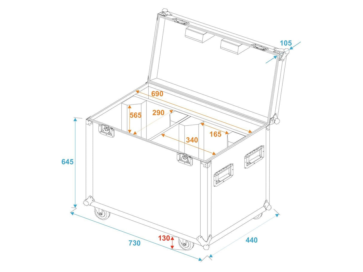 ROADINGER Flightcase 2 x Pfe de 100/120, Multicolor, Talla única