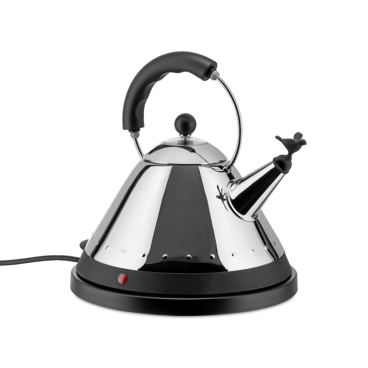 Alessi MG32 AZ - Hervidor de agua eléctrico e inalámbrico, acero inoxidable y mango de poliamida, color negro