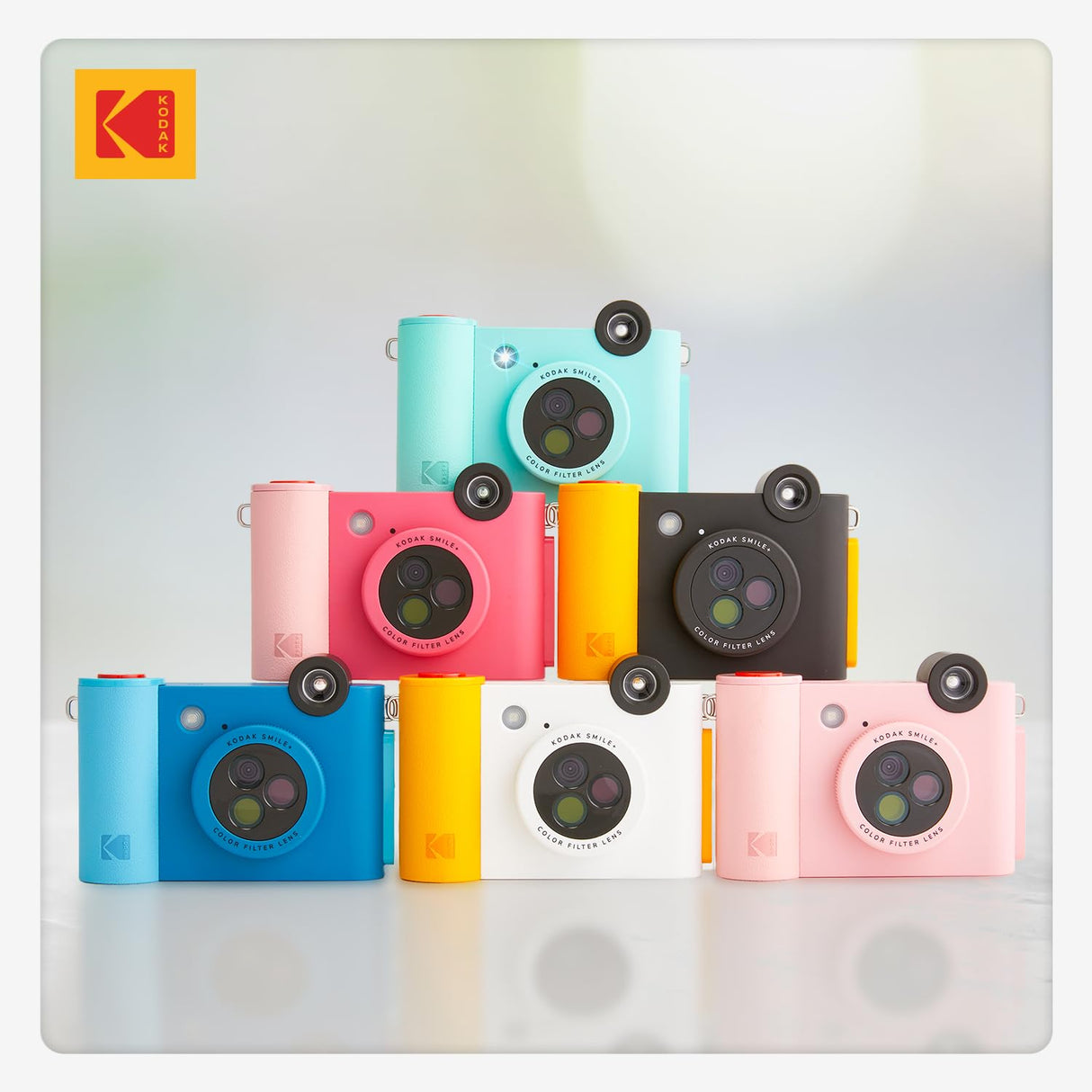 KODAK Smile+ Cámara Digital instantánea 2-en-1 y Impresora Bluetooth - 10MP, Lente giratoria con Efectos, Fotos Adhesivas Zink 2x3”, Imprime Desde App en Dispositivos Inteligentes - Negro
