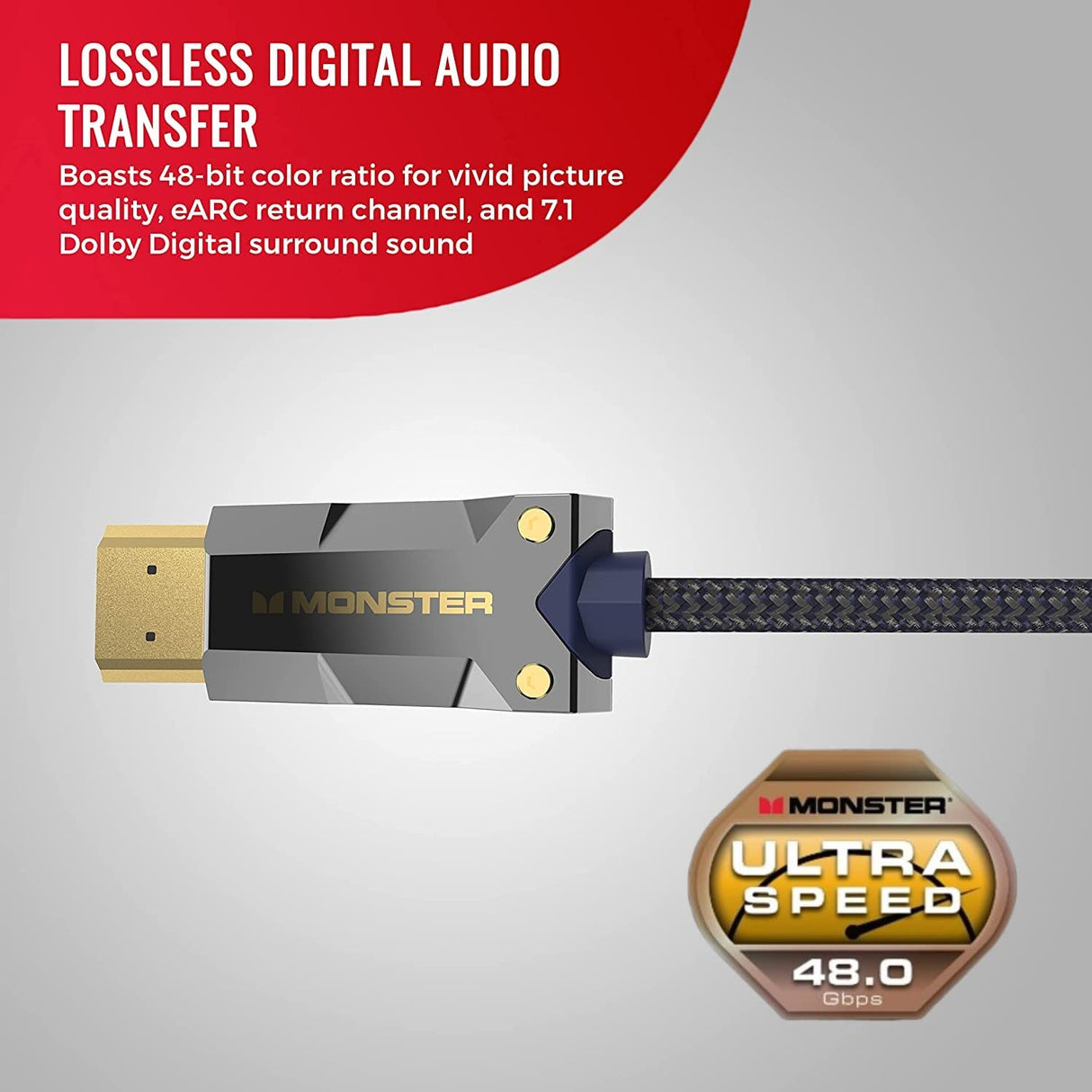 Monster Cable HDMI M3000 de 15 m, cable HDMI 8K, certificado AOC Premium 2.1, cable HDMI de ultra alta velocidad 48 Gbps, 8K a 60Hz, 4K a 120Hz, HDR, eArc, conectores dorados, cable de TV, compatible