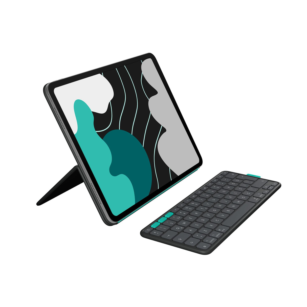 Logitech Flip Folio, Funda con Teclado para iPad Pro (M4) y iPad Air de 13 Pulgadas (M2 y M3) (2024, 2025) – Funda Protectora con Teclado Bluetooth almacenable - Grafito - QWERTZ