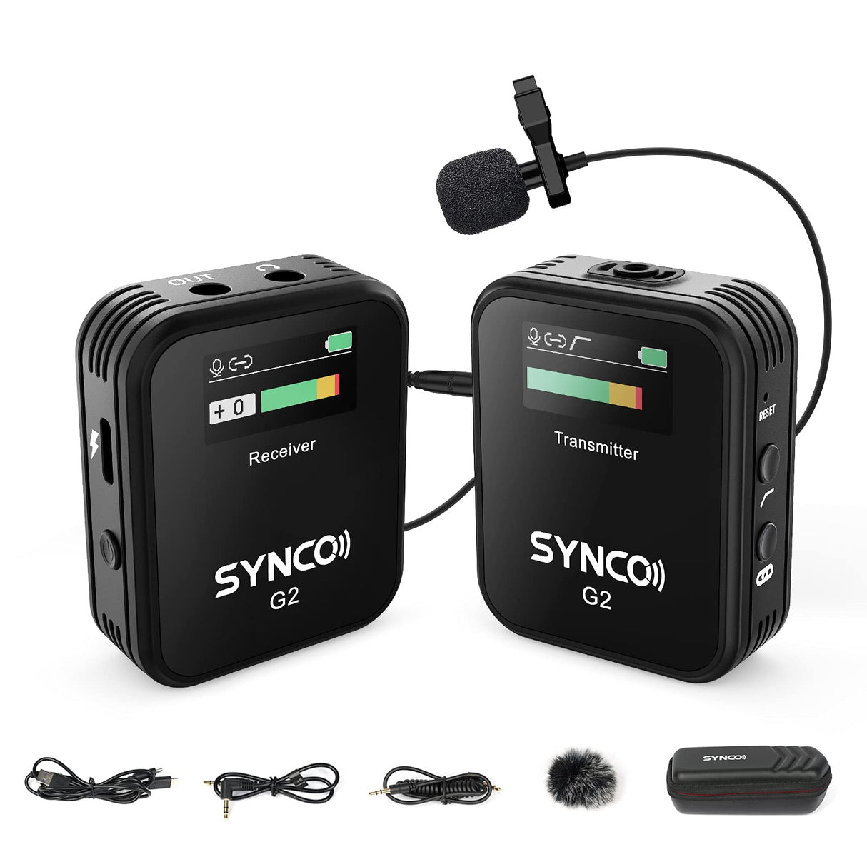 SYNCO Micrófono Solapa Inálambrico, G2 A1 Micro Corbata Profesional 2.4GHz Transmisión 70m para DSLR Cámara Móvil Videocámara Laptop y Tablet, Microfono-Lavalier-Solapa-Inálambrico-Corbata