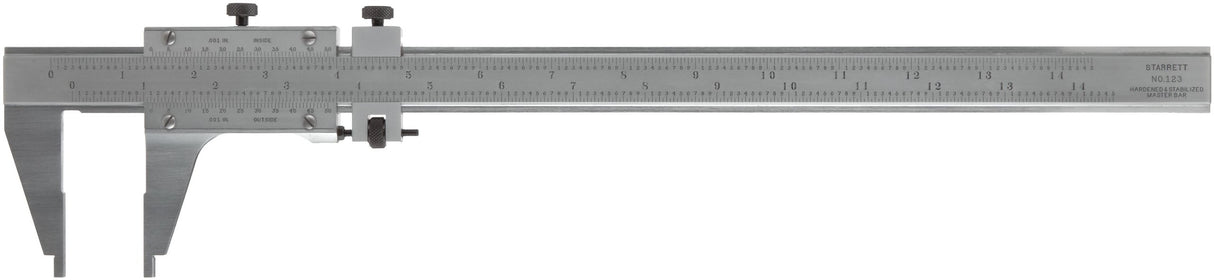 Starrett 123Z-6 Vernier Caliper, acero, estilo Nib, rango de 0 – 6 pulgadas, precisión de +/-0,0005 pulgadas, resolución de 0,001 pulgadas