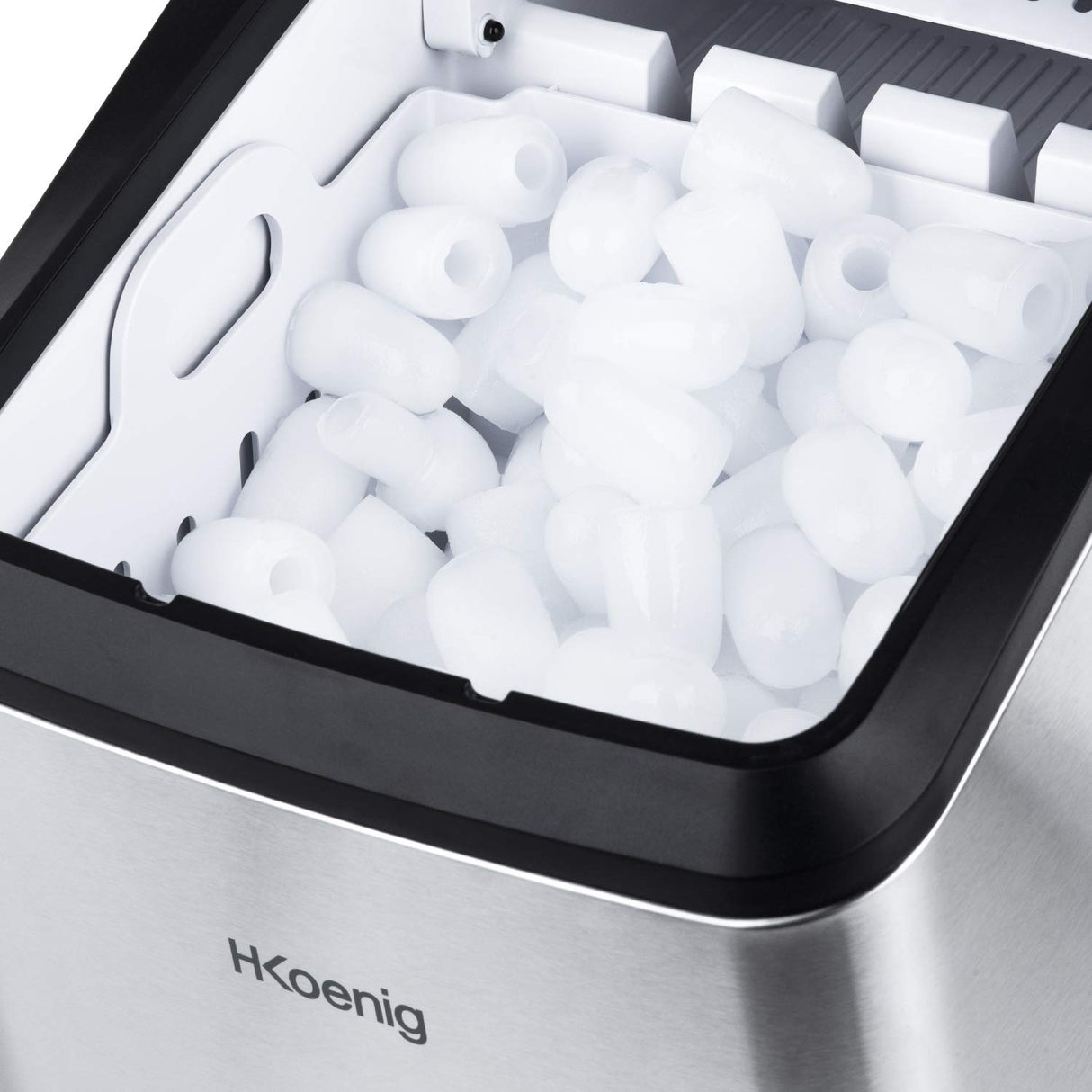 H.Koenig Máquina para Hacer Hielo Profesional 15kg en 24h KBP40, 2 Tamaños de Cubitos de Hielo, Automático, Enchufable Posible Silenciador 2,8L, Rápido Cubito de Hielo Listo en 6 min