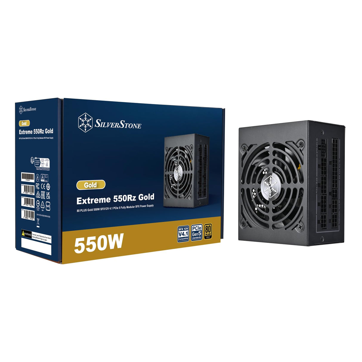 SilverStone Technology Extreme 550Rz Gold, Fuente de alimentación Modular SFX 80 Plus Gold 550W SFX12V 4,1 PCIe 5, SST-EX550R-GM