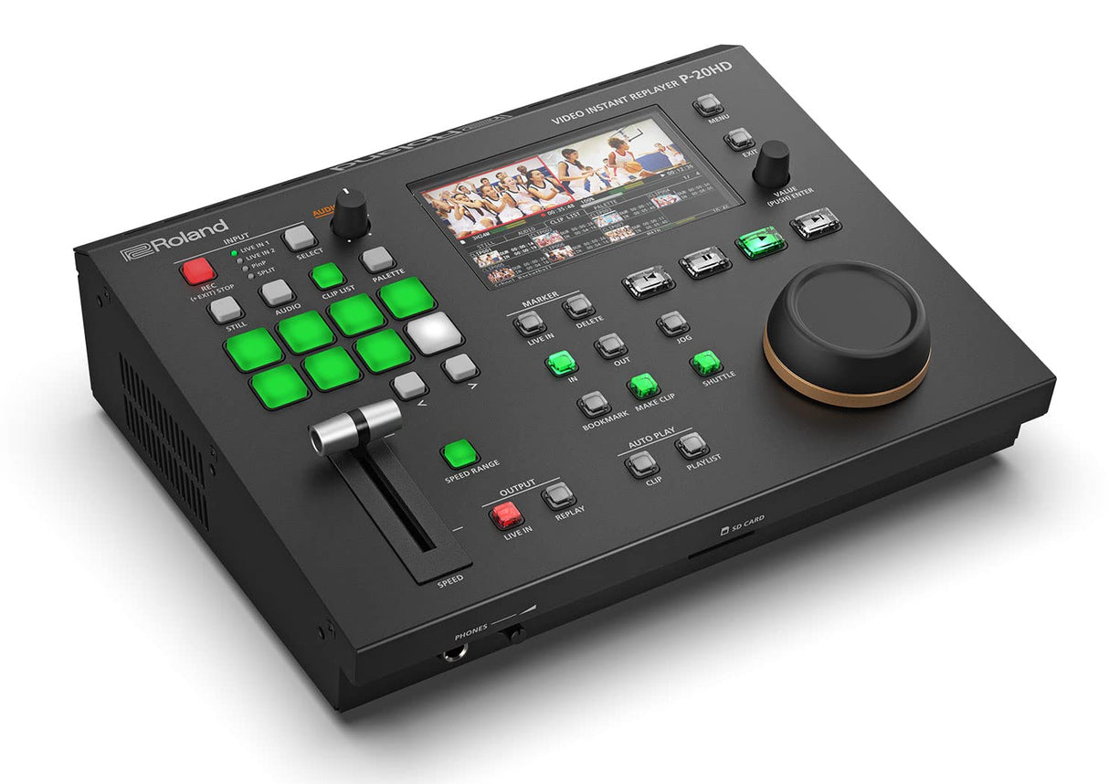 Completo repetidor instantáneo de vídeo Roland P-20HD, Salida 1080i y exportación de Archivos MP4